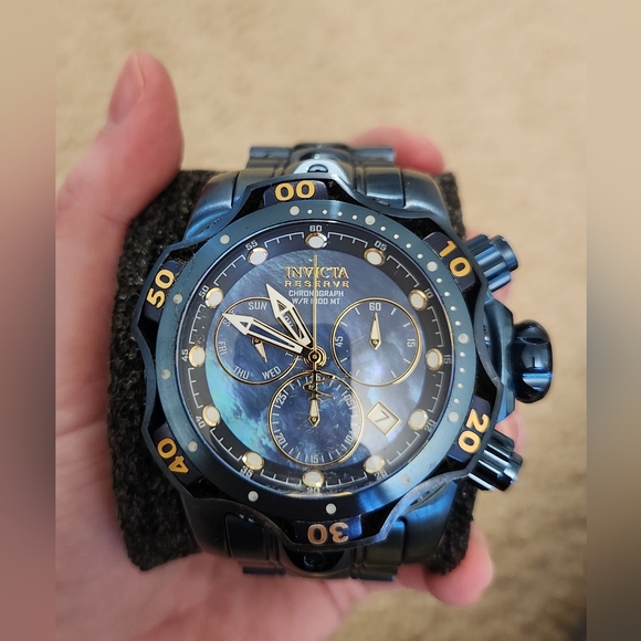 Invicta Men's Reserve Venom BLUE LABEL Chronograph MOP Dial SS Watch 28630 READ